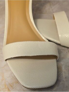INC International Concepts White Open-Toe Single Strap Heels